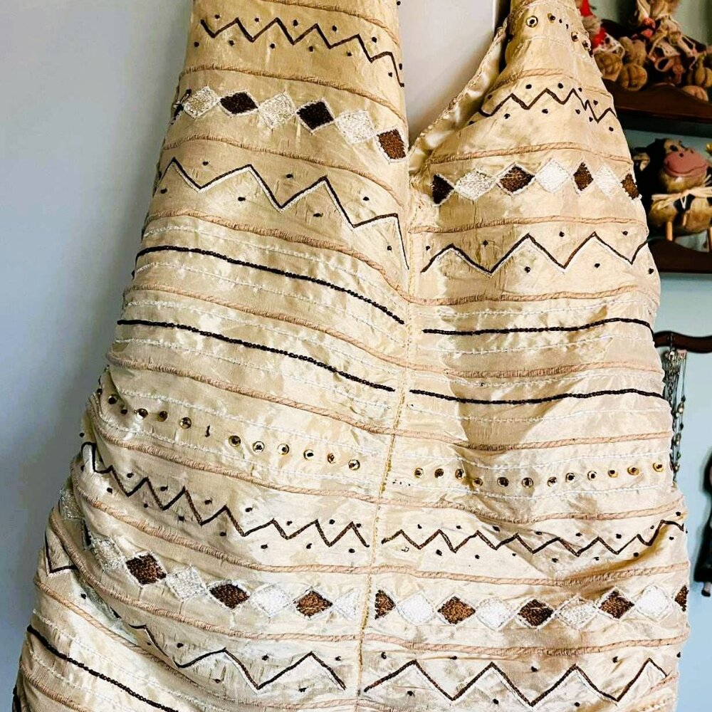 Beaded Boho Hobo Bag Large Ethnic Embroidered Shoulder Tote 71×40